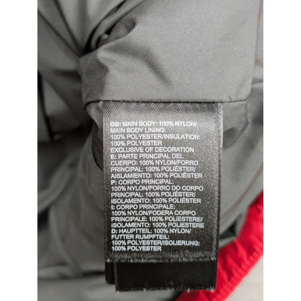 North Face Vest Mens Medium Red Black Quilted Snap Puffer Insulated Outdoor
